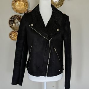American Eagle faux suede shearling moto jacket